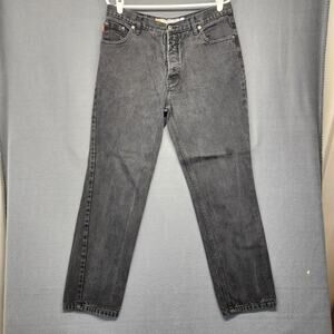 Vtg 90s Bugle Boy Jeans Men 33x30 Black Denim Straight Leg Button Fly Tag 36x32